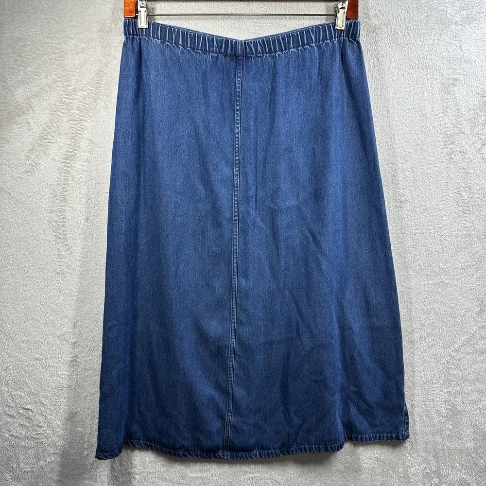 Liz Claiborne Denim Chambray Maxi Skirt Sz 14‎ Button Front Tencel Western